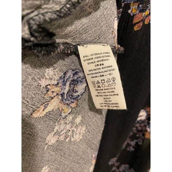 Free People Snap Out Of It Sleeveless Tree Swing Tunic Top Small Black Floral - Picture 9 of 14